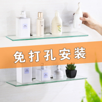 Hole-free toilet shelf Wall-mounted glass bathroom shelf Rectangular 1-layer 2-layer bathroom sink mirror front frame