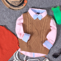 Korean childrens knitted vest 2020 Spring baby sweater horse clip Spring and Autumn new childrens clothing boys cotton thread vest