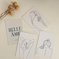Nordic ins minimalist style literary line girl card modern room decoration homestay background wall photo props