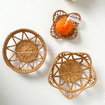 Korean ins with the same handmade rattan coaster table mat table mat heat insulation pad creative posing background photo props