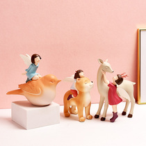 Creative cartoon girl animal small ornaments home childrens room bedroom living room desktop decoration decoration birthday gift
