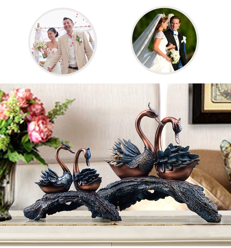 Trang trí thiên nga Quà cưới Đồ trang trí nội thất Châu Âu Sáng tạo Trang trí nhẹ nhàng Phòng khách Lối vào Tủ TV Đồ nội thất Thủ công mỹ nghệ - TV