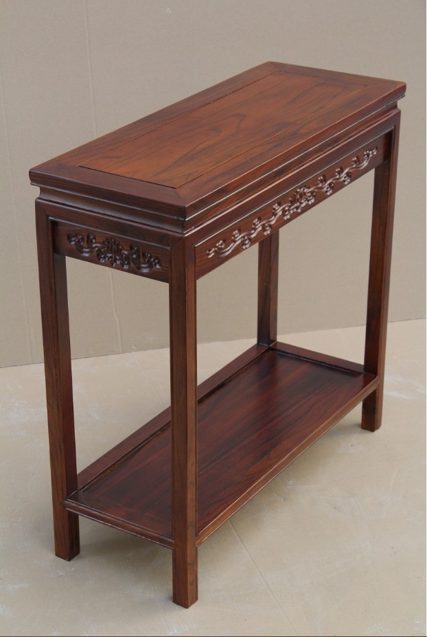 实木小长条花盆架榆木花架仿古中式鱼缸架承重王客厅工艺品置物架_7折