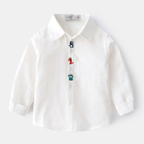 Baby white shirt spring-style shirt boy toddler baby white spring autumn pure cotton boy boy baby boy boy baby boy baby boy