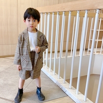 Childrens western suit mens suit suit foreign air casual trendy summer baby plaid boomer boy children shorts