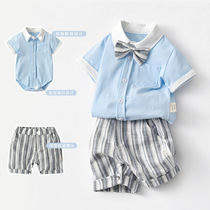 Male baby age gown Summer mens Baosho Summer summer dress small suit full moon 100 days clothes Baby thin boy