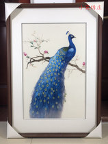 Pure Handmade New Boutique Suzhou Embroidery Painting Su Embroidery Finished Hanging Painting Entryway Decorative Painting 4060 Peacock