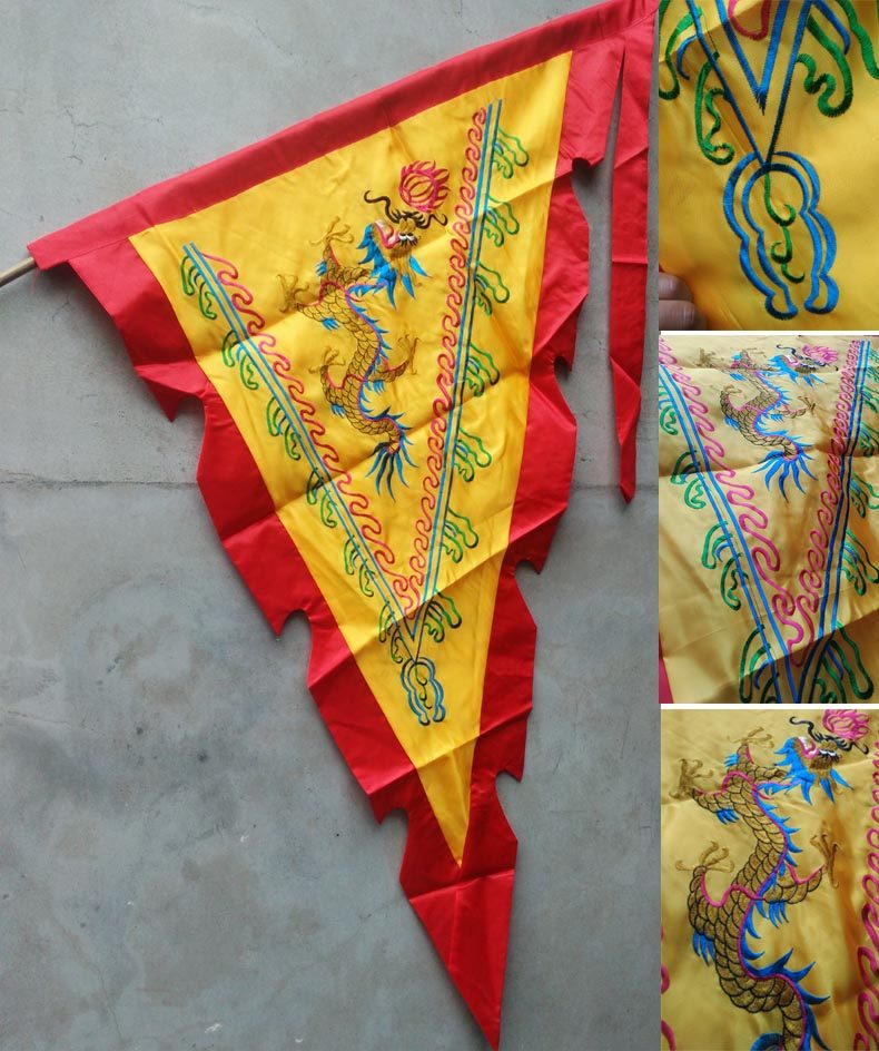 5米双面刺绣三角龙旗 古装旗 仿古旗龙凤旗双层双面 电脑 彩旗_双氙
