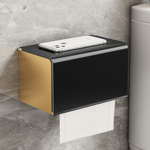 Punch-free toilet tissue box toilet waterproof paper paper roll box light luxury bathroom wall-mounted black gold tissue rack