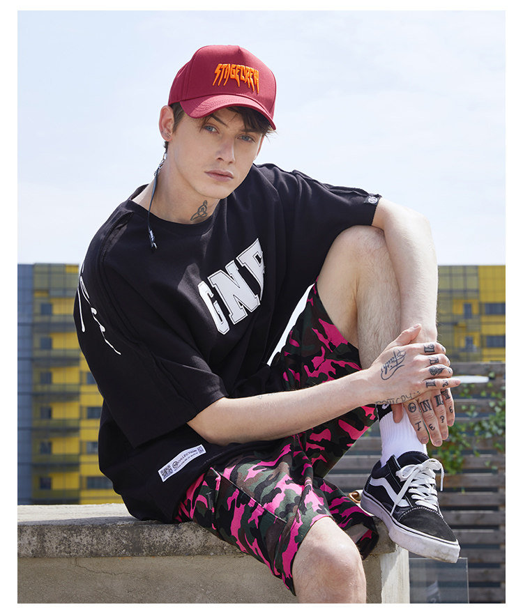 stage 潮牌 街头运动 粗制破坏潮流 宽松短袖t恤 男女同款 情侣款