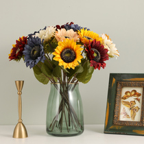 American oil painting Sunflower simulation flower single fake flower sunflower silk flower living room decoration photo props