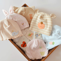 0-3 months newborn baby double cotton cap newborn boneless fontanelle hat baby halogen door autumn and winter