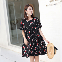 Large size female dress summer thin foreign fat mm2021 new fashion temperament age age loose belly skirt women