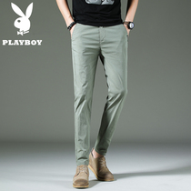  Playboy casual pants mens spring and summer thin straight slim trend stretch wild mens casual long pants