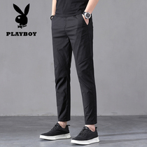  Playboy mens nine-point pants casual pants spring and summer straight pants Korean version of the trend slim-fit small feet mens pants