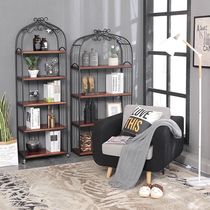 Nordic wrought iron partition shelf bird cage storage rack floor living room decoration frame simple flower stand