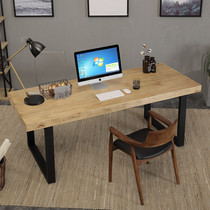 Nordic wrought iron computer desk home desk solid wood dining table loft Workbench conference table simple desk