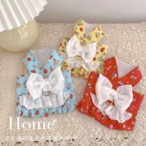 Pets Puppy clothes Lie dress Dress Lace Butterfly Knot Cat Breast Harness Traction Rope Strawberry Bigot Dog Rope