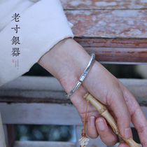 Sterling silver bracelet female engraved 999 ancient style Plum custom lettering opening and closing heritage couple Yunnan snow silver