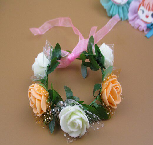 六一儿童舞蹈手环幼儿园舞蹈配件玫瑰花手饰儿童演出道具女童花环