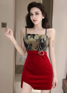 Slim fit and slim evening dress with lace bra