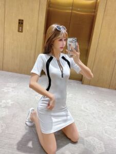 Tight Sexy package hip waist color matching round neck short sleeve T-shirt skirt dress