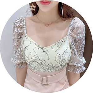 Sexy V-neck low chest thin and irregular lace patchwork hip pack dress