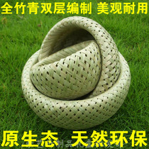 Pure handicraft bamboo woven bamboo basket fruit basket fruit basket containing basket natural no lacquered bamboo basket bamboo basket bamboo basket double layer