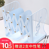 Nordic desktop simple wrought iron bookshelf office desk bookcase minimalist magazine storage rack creative telescopic book stand