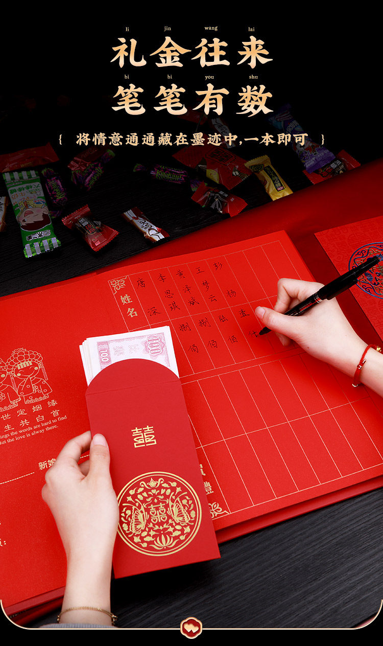 结婚礼金簿嘉宾礼簿婚礼签到本礼账本签名册喜簿用品记账本人情簿
