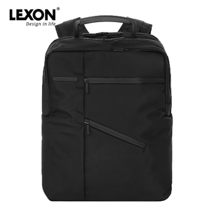 乐上LEXON法国男女黑色14英寸旅行双肩电脑男士背包商务奢侈品牌