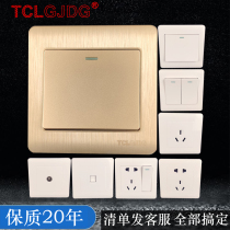 Switch socket dislocation five-hole one open 5-hole double control cattle official 16a double Open belt 16A 1 open TCLGJDG