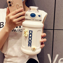 Simple sports insulation cup female high-color straw stainless steel cup men fitness portable large-capacity kettle