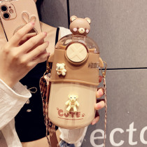 Childrens insulation cup female students are cute portable straw cup network red and high color value 316 stainless steel insulation bottle