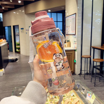 2000ml scale cup men and women with straws outdoor sports plastic cup students can cross portable hand Cup