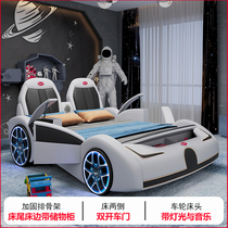 Childrens bed for boys single person with fence solid wood 1 2 storage sports car multifunctional cartoon racing kids car bed