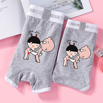 Cute cartoon couple underwear cotton set sexy underwear cotton low waist mens boxer womens triangle