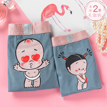 Couple underwear creative cute cartoon panties women breifs middle waist mens boxer pants plus size double set