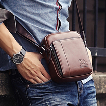 Male Bag Skew Satchel Casual Business Small Bag Men Single Shoulder Bag Bag Summer Mini Leather Bag Small Hanging Bag Mobile Phone Bag Tide