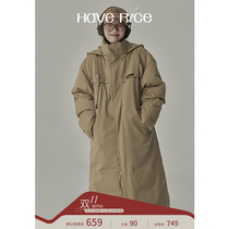 HAVERICE Restaurant Explosive Parker Down Jacket 2 0 High-value life-saving loose long down jacket