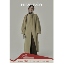 HAVERICE Restaurant Winter Korean drama heroine wool coat temperament high-neck double-sided woolen coat women