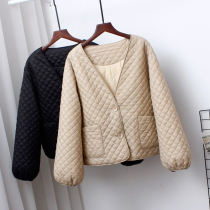 2021 autumn and winter new white duck down jacket female diamond grid thin short style simple fashion winter warm coat