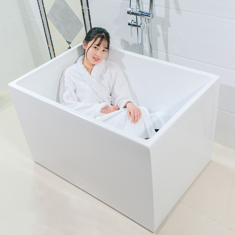 亚克力独立坐式小浴缸加深泡澡超薄窄浴缸90长1米1.1米1.2米1.