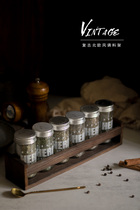 (order to be made) Western food seasoning exclusive solid wood assorted frame retro to make old transfer frame can hold 6 bottles