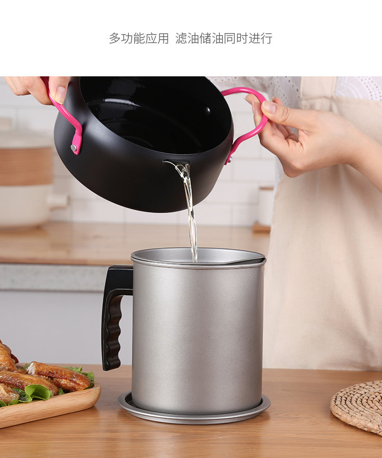 大容量厨房油罐壶过滤油壶热油罐家用装油瓶带盖漏油壶不锈钢油碗
