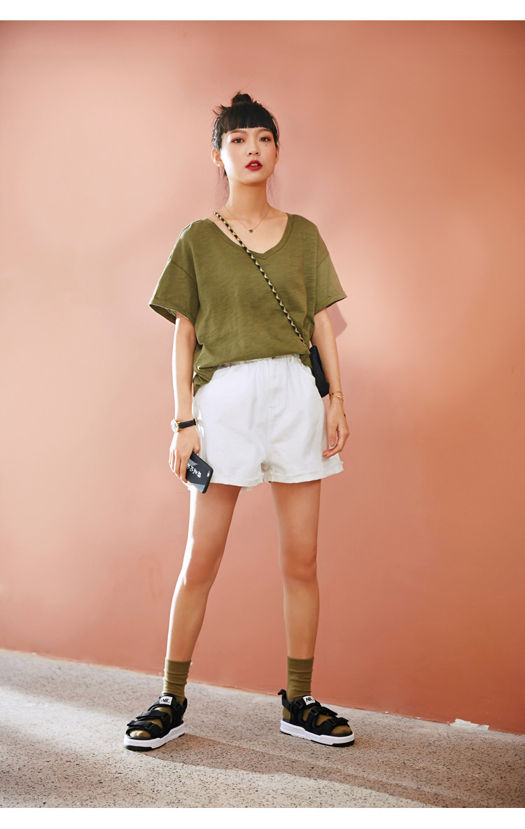 森宿松紧花苞裤牛仔短裤