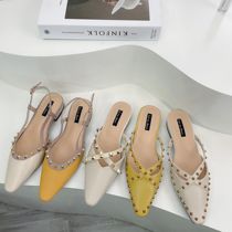 Custard in thick heel rivet Mid-drag Baotou lazy person shoes 2021 Summer New products Korean version non-slip Fashion outside wearing womens shoes