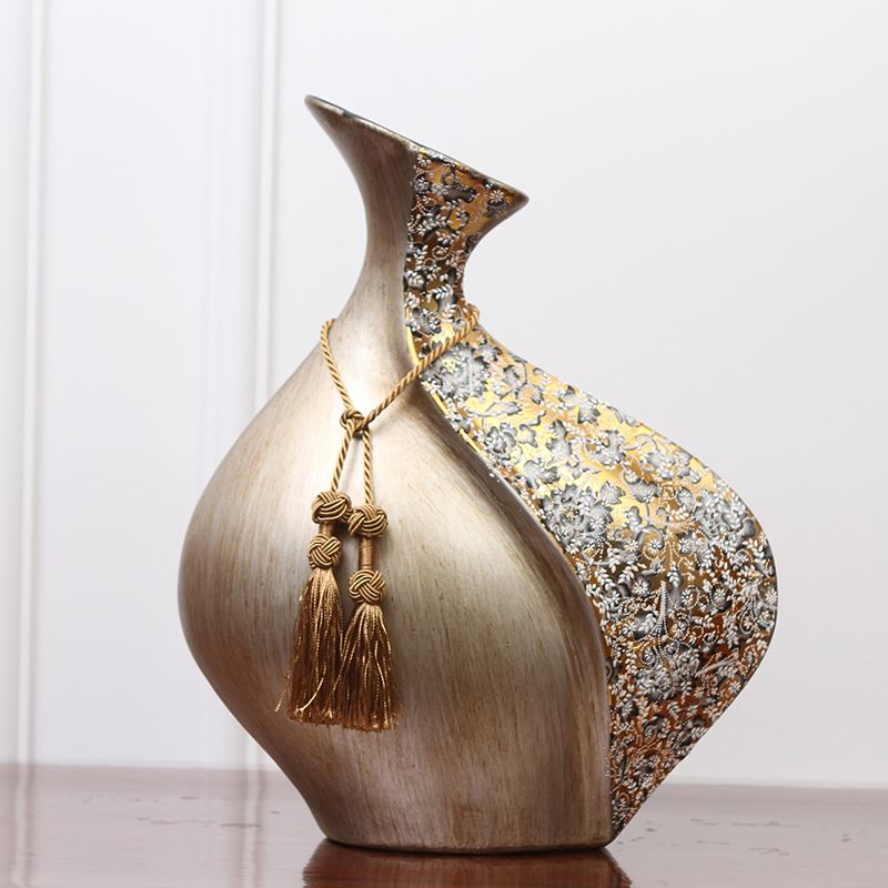 【高档欧式家居创意复古小口聚财花瓶装饰品客厅工艺品陶瓷花瓶摆件】