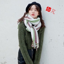 2020 autumn and winter New imitation cashmere large tassel vertical stripe scarf female winter Japanese hipster warm shawl
