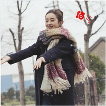 Shanshan came the same new winter ring yarn scarf mohair horizontal stripe womens shawl Korean soft